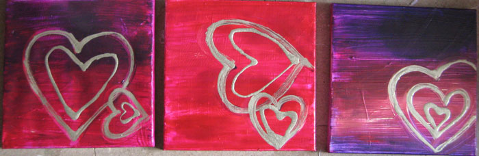 Heart Paintinsg 40cm x 40cm Sold Valentines day inspired paintings..